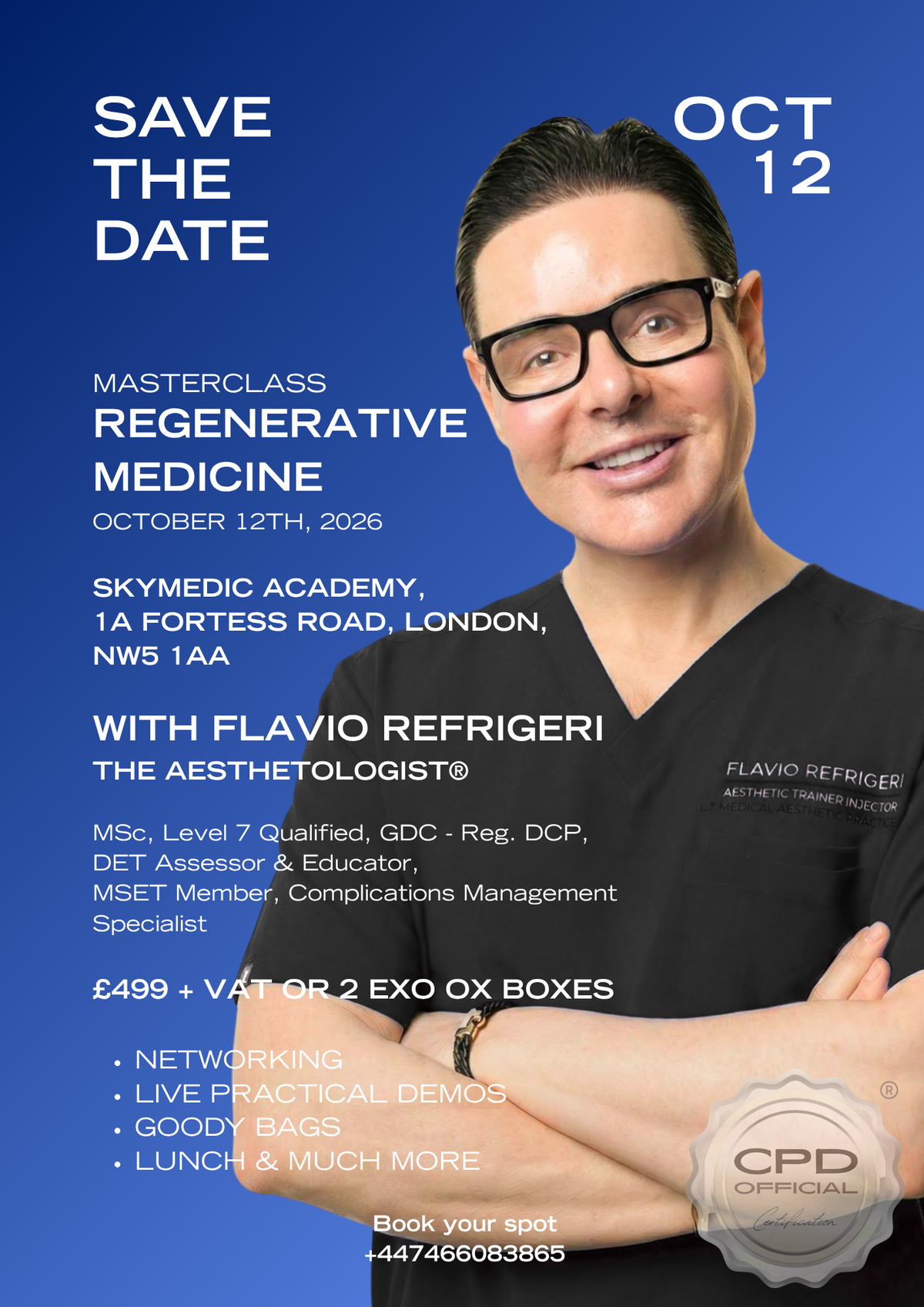 Regenerative Medicine Masterclass with Flavio Refrigeri — 12th October 2026, Skymedic Academy London